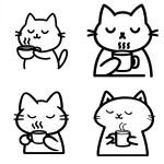 **<https://s.mj.run/_zHsJO3Jwuo> a simple line drawing of a cute cat drinking coffee, designed as an icon for the 'trendy cat' mobile app, featuring black lines on a white background with minimal detail and no shading. the illustration is minimalistic yet inviting, focusing only on outlines to convey the cat's cuteness while sipping a hot drink. it's suitable for use as an adorable sticker or clipart element in digital design projects. --ar 73:78 --s 50** - <@1089976150400434317> (fast)