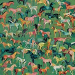 **<https://s.mj.run/1e0tbThXXWc> Abstract hand-painted animal oil painting featuring small foals in various shapes set against a green background. The composition has a pop art style with a low-saturation color palette, emphasizing three-dimensional depth, layered details, and rich textures for a visually dynamic and playful effect. --ar 3:4** - Variations (Strong) by <@1087015770053148784> (fast)