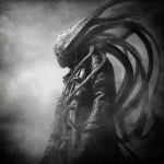 **full length black and white photograph / of a ripped alien man / infused with massive biomechanical tendrils / etched with intricate textures / heavy industrial aesthetics / dark futuristic fantasycore / full length view / eerie / foreboding / grainy / gritty / grungy / macabre / menacing / mysterious / ominous / strange / uncanny** - Image #4 <@1080572898269466724>