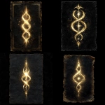 **A spell icon for Spira, a Vertical Golden Helix in the form of a magical divine spell, elden ring-style, on a black parchment background --profile d433wn8** - <@409716268476923920> (fast)