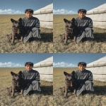 **<https://s.mj.run/o_yLqhTb4aU> <https://s.mj.run/6fMYZkMLVic> A teenage boy sitting next to a dark-colored German Shepherd dog near a traditional Mongolian yurt on grassland, wearing traditional Mongolian casual clothing, the dog wearing a red collar around the dog's neck similar to reference image, scattered wildflowers on the prairie, shot with iPhone camera, midday lighting, natural sunlight, portrait photography, vertical composition --iw 1.5 --v 7.0 --ar 2:3** - Variations (Region) by <@366883290000392193> (fast)