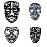 **11w Vintage logo of a classic theater masks. Extremely simplified shapes, chibi-like proportions, thick outline, no facial detail beyond dots and curve lines, one-color ink design. Perfect for retro T-shirt print. white background. Do it in a polynesian or hawaiian style. --v 6.1** - <@1101835891716133034> (fast)
-# Create, explore, and organize on [midjourney.com](<https://midjourney.com/imagine?from_discord=1>)