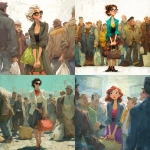 **a wealthy well dressed woman shopper in Costco, surrounded by people in dirty and worn clothing, style of Pixar animation** - <@1062998643696750602> (fast)