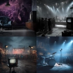 **Create a high-quality ultra-realistic photo background which is colour graded of a 1950s rock and roll concert. Have a large tv / screen on the right hand side near the edge of the picture which you can see the whole screen** - <@1168106068602261574> (fast)