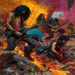 **heavy metal reptilian 80s hair bandsaw sawing through the ground as hell spills onto The stage, sparks and debris flying everywhereas the band plays on --p djcuvnt --ar 3:4 --no blood gore** - Image #2 <@948741381743083580>