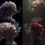 **Katrina, slightly sideways, exhaling smoke from her mouth, her hair is made of roses, 4k realistic.** - <@450124934837043201> (fast)