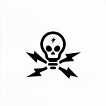 **a simple illustration logo of a skull and cross bones where the skull is a lightbulb and the crossbones are thin symmetrical lightning bolt symbols --v 7.0** - Image #3 <@340952336275079170>