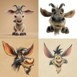 **the ear of a gnu, with eyes and smiling mouth, that has the feet of a Kangaroo, style of Warner Bros cartoon** - <@1062998643696750602> (fast)