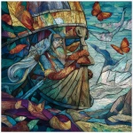 **Stainglass Leif Erikson in a Butterfly dream of Greenland --v 7.0 --raw** - Image #4 <@289471203620421643>