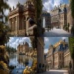 **belle epoque, Versailles palace, marvellous gardens with golden flowers, paradise birds --ar 16:9 --v 7.0 --p kgwlsst** - <@1202719359680774145> (fast)