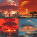 **a magazine cover by richard corben depicting the end of the world via nuclear devastation and alien invasion --ar 13:16** - <@1087506013407695028> (fast)