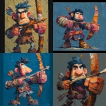 **<https://s.mj.run/Fmbb-lGyjZA> cartoon archer character, exaggerated proportions, oversized bow and arrows, dynamic aiming pose, ultra-thick oil paint brush strokes, heavy impasto texture, expressive painterly style, vivid colors, visible paint smears and ridges, bold and rough strokes, dramatic lighting, stylized character design, oil painting on canvas, concept art --v 7.0** - <@843005989737201707> (fast)
-# Create, explore, and organize on [midjourney.com](<https://midjourney.com/imagine?from_discord=1>)