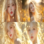 **Blond hair korean young women, gold, happy, pretty, cute --v 6.1 --ar 16:9** - <@1136199270224117860> (fast)