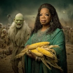 **Oprah Winfrey and a green hear holding corn in the zombie apocalypse in Africa** - Image #4 <@846201883139375114>
