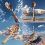 **graffiti and wooden spoon hybrid, graffiti sky, 3d render --raw** - <@744210433703018499> (fast)