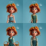 **cartoon character, female farmer, hourglass shaped body, pixar artstyle --v 7.0** - Variations (Region) by <@798906196995997708> (relaxed)