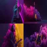 **make a cover, leave space for text on the left, dark smoke and empty purple space on the left, make the left space dark, neon guitar, black background, purple-yellow style, hyperrealism style, minimalism --ar 7:4 --s 250 --raw** - Remix (Strong) by <@1189578992479633449> (fast)
-# Create, explore, and organize on [midjourney.com](<https://midjourney.com/imagine?from_discord=1>)