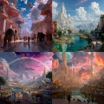 **a fantasy world full of color and light, like heaven and earth where all human beings and animals get along and are in unity with themselves and god, futuristic, hyper realistic --v 7.0** - <@790739750008127498> (fast)