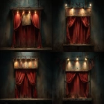 **An open retro circus curtain at night. Over the curtain is a wooden square sign board with grunge paint and missing letters. Photorealistic --ar 8:5 --v 7.0 --p 7hy8o9f** - Variations (Strong) by <@1124306677462745169> (fast)
-# Create, explore, and organize on [midjourney.com](<https://midjourney.com/imagine?from_discord=1>)