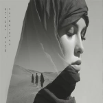 **a poster with "Michael Delmar images" lonely wife, Shadows in a dark room at midnight, Enki Bilal art B&W tykho moon woman with fishermen on a boat on the sea sheep, beautiful yoga sand dunes, saguaro cacti, beats antique, androgynes DNA strand, perfectly beautiful people, full bodies walking through a desert sand dunes following bedouins, Enki BIlal illustrated STyle Double exposure, extreme details, rich dynamic colors, spirit, invocation, 3d, two sun solar system, full moon, stars, esoteric, sheer, Peridot, emerald green. citrine, ultramarine blue, diamonds, gold, sunset, high contrast, painting classic, oil , diodes, bows, velvet vogue, iridescent, holographic, full body pose, transparent details, colorized, neon pastel color palette, photorealistic, highly detailed, transparent parts, looks like professional hdr photography in fashion magazine, editorial photography, global illumination, moody lighting, post-processing, glowing shadows, chromatic aberration, black and white balance, scattering, beautiful cinematic lighting, lumen reflections, post-production, high fashion, tone mapping, shaders, diffraction grading 3d, octane render, detailed, hyperrealistic, 8k, --chaos 92 --ar 8:5 --stylize 750 --v 7.0** - Image #1 <@843177938186797076>