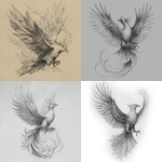 **full body phoenix, flying, pencil sketch, illustration --v 7.0** - <@1202707032818458747> (fast)