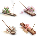 **Single incense stick in a modern stand, surrounded by Nag Champa flowers and sandalwood isolated on white background, photorealistic, high detail --ar 4:3 --v 7.0 --raw** - <@1350154422424043543> (fast)