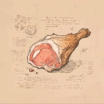 **<https://s.mj.run/K0pMg81UMtY> meat drawing on old paper, like a illust style, background hand written research data report, ink pen only --s 250** - Image #2 <@1177552419559850006>