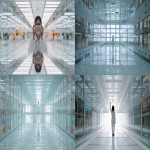 **symetrical, symetrical composition, wide composition, photo, photo real, realism, film photo, 35mm, film grain, fujifilm, portrait, F1.4, Natural light, dramatic light, modern, reflections, science, white and bright color pallette, wide portrait of a woman engineer alone in a small semiconductor clean room holding up a new microchip design, cinematic, --ar 16:9** - <@947348620636729354> (fast)
-# Create, explore, and organize on [midjourney.com](<https://midjourney.com/imagine?from_discord=1>)