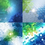 **Hexagonal or triangular geometric tiles cover the entire screen. A thin "electrified path" runs through the tiles, starting from the left in vivid green (RGB: 178/210/52) and from the right in deep blue (RGB: 0/77/116). These paths converge at a central white-to-gold circular node, simultaneously brightening to exceed a threshold. Abstract, clean, clinical. No text, no logo. Tiles feature subtle height variations and smooth reflections for an elegant look; path intersections increase in brightness. Background ranges from light blue to white. Volume light is extremely faint, particles are sparsely scattered. High resolution, minimal noise. --v 7.0** - <@1143439331013431326> (fast)