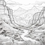 **coloring book cover drawing Grand Canyon, in the style of mixes realistic and fantastical elements, dreamlike illustrations, bloomcore, tasteful use of negative space, no text, sketchfab, adventurecore, magic realism --ar 83:107 --v 5.2** - Image #2 <@1144501518293282817>