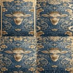 **<https://s.mj.run/0GMbnBQLfYo> william morris wallpaper design of humanoid cows wearing sunglasses and wearing a crown, using 3 colours only --no birds --iw 3 --ar 13:25 --v 7.0** - Zoom Out by <@1103975769467789322> (relaxed)