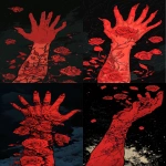**A red arm with roses and tattoos reaching out to touch the dark sky, in the style of vector art, simple design, red ink on a black background, horror comic book cover, illustrated in the style of Katsuhiro Otomo and Jean Giraud. --ar 9:20 --s 50 --v 6.1** - <@699706172105556009> (fast)
-# Create, explore, and organize on [midjourney.com](<https://midjourney.com/imagine?from_discord=1>)