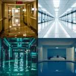 **a surreal endless fluorescent corridor that folds in on itself, office hallways merging into hotel lobbies, flooded with mirror-smooth reflective water, glowing EXIT signs floating midair, impossible staircases looping upside down, fog-filled empty rooms visible through open doors, vending machines emitting static light, faint reflections of unseen people on glossy walls, eerie symmetry, dreamlike volumetric haze, reality bending and collapsing, cinematic lighting, ultrarealistic textures, analog horror vibe, uncanny calm atmosphere, hyper-detailed architecture, Escher-like geometry, reflections behaving wrong, photo-real, long exposure glow, 35mm lens, --ar 9:16 --chaos 60 --v 6.0 --raw** - <@692146423638261810> (relaxed)