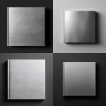 **a silver book cover with a minimalistic design, matte surface, simple shape, front view, black background, flat lay photography, high resolution, hyper-realistic. --ar 85:128** - <@773495126521544745> (fast)