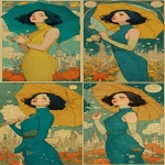 **Princess in castle with 🌈 🐲. Style of Moebius, Alphonse Mucha, and Maxfield Parrish. --c 45 --ar 1:2 --v 7.0 --s 750 --raw** - Variations (Strong) by <@344228814332887040> (fast)