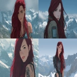 **very detailed digital illustration an aesthetic scene with long straight deep red hair woman, dark brown slented eyes, smiling, has a hud for diabetes on her arm, the scene is outdoor with the Swiss Alps on the background, energetic mood, sophisticated yet realistic and complete, ispiration from Ghost in the Shell movie, tech and cyberpunk --ar 16:9** - <@153912116150140929> (fast)
-# Create, explore, and organize on [midjourney.com](<https://midjourney.com/imagine?from_discord=1>)
