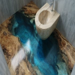 **Surrealism vision, Driftwood root resin blue transparent epoxy resin, new style in bathroom, great stone toilet , HD, super realism, photo quality, --ar 16:9** - Image #4 <@1164377807414116392>