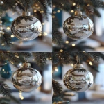 **close up on a christmas ball on a christmas tree, inside the ball you can see the reflection of a beautiful modern living room, realistic, HD --ar 4:5** - Variations (Subtle) by <@1215227399508332544> (fast)