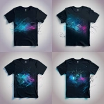 **Professional t-shirt graphic design with vibrant gradient black to blue background, abstract kite shapes in motion, , dynamic wind swirls, modern geometric patterns, subtle integration of logo text, minimal background, clean layout, screen-print ready, vector style, subtle motion lines to represent wind energy --v 5.0** - Variations by <@544365320228306984> (fast)