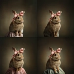 **an adorable rabbit wearing a pink bow hair tie, in the style of studio portrait, klaus pillon, national geographic photo, high quality photo** - Zoom Out by <@1324296905550987304> (fast)