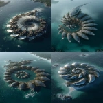 **<https://s.mj.run/5fdYI2MNpBM> a futuristic fractal shell building in the middle of a body of water, in the ocean cg society contest winner, spiralling, ariel view, merged, seashell housing, detailed renderings, realistic picture, arial shot, futuristic cloning facility, technology vs nature, quality rendering, hd rendering , dark ocean, muted tones --ar 2:3** - <@959777835499798548> (fast)
-# Create, explore, and organize on [midjourney.com](<https://midjourney.com/imagine?from_discord=1>)