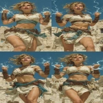 **The druid priestess stands among the ancient ruins. Her fingertips crackle with lightning as she summons the powers of the gods. Muscles visibly strained, it is almost more than she can bear, but she is determined. Though her teeth are gritted, her expression is resolute. --ar 1:2 --s 750** - Variations (Strong) by <@487565392546496524> (fast)