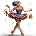 **Latina drag queen mother load crystals Marionette in a neon blue wig, dancing carrots, pirouettes --ar 3:4 --s 250 --v 7.0 --sref 704725248** - Image #1 <@974789918188535848>