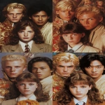 **Movie poster for an 80s cult classic fantasy film that focuses on the three main characters. Lucy, a teenage girl, is in the middle. She has brown hair and freckles and wears a British school uniform. Behind her stand the two male characters, both of whom are handsome young men. One of the men has a serious expression and his blonde hair is slicked back. He is wearing colourfully flamboyant regal fashion. The other man is Asian, with thick black hair. He is dressed in a modest beige tunic. The movie poster should capture the fantastical, romantic, whimsical and epic nature of the movie. --ar 2:3 --v 7.0** - <@964289367424258149> (fast)