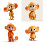 **adorable cartoon-style orange monkey character, smooth skin (no fur), large head seamlessly blending into the torso, short legs, asymmetrical features: oversized elongated left ear, small round right ear, small left eye, large right eye, designed in Pixar style, expressive and charming, soft 3D rendering, vibrant colors, standing pose on white background style cute** - <@1233005194753609839> (fast)
-# Create, explore, and organize on [midjourney.com](<https://midjourney.com/imagine?from_discord=1>)