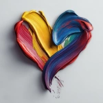 **create a photo of two oil paint swipes of color the form the shape of a heart on a blank background and make it realistic enough to show the 3d form with shadows** - Image #4 <@1078129571288858735>