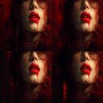 **a lip with smudge red lipstick, keep the face in dark, dont let people see face of women, a red light , with big Title on cover as "Lipstick in Red Light", red and black tone, main focus on text, and lipstick hinted subtly or in background, illustrationa as if oil painting --v 7.0 --ar 3:2** - Pan Left by <@1089175181701947543> (relaxed)
-# Create, explore, and organize on [midjourney.com](<https://midjourney.com/imagine?from_discord=1>)