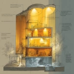 **architectural lighting design strategy diagram, showing layers of ambient, task, and accent lighting, technical drawing style with annotations, warm color temperature visualization --ar 4:3** - Image #1 <@794327127260266516>