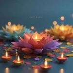 **create a diwali poster wishing happy diwali, colorful, realistic, yet semi minimalistic --v 7.0** - Upscaled by <@542400555985666188> (fast)