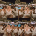 **candid photograph of a group of friends sitting in a trendy mahnattan rooftop lounge at night. There are 4 friends dressed in trendy white linen evening attire and are dancing in their seats, having fun. fashion, armani; gucci, hilton hotels, deejay, music --v 7.0 --stylize 1000 --ar 9:16** - Variations (Strong) by <@1061750239708577893> (fast)